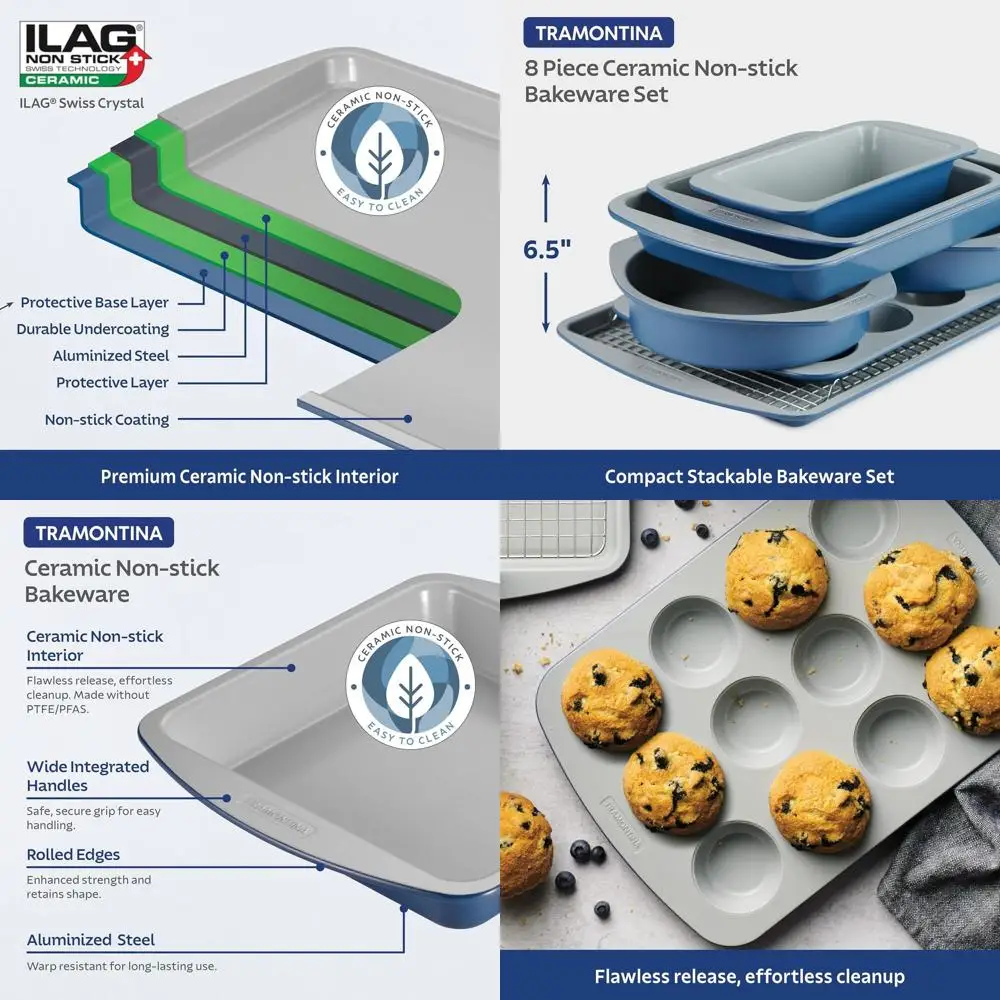 

Набор керамических форм для выпечки из 8 предметов, формы для выпечки с антипригарным покрытием для печенья, буханьев, тортов, бруков, маффинов