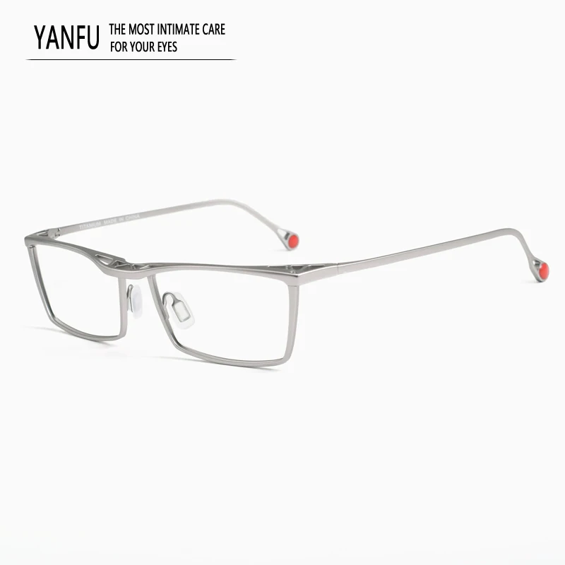 Silvery Business Glasses Frames Ultra Light Pure Titanium Square Male Fashion Designer Brand Men Reading Eyeglasses Myopia ZY212