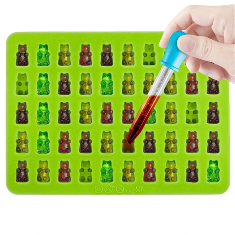 DIY Kitchen 3D Silicone Fudge 50 Hole Bear Chocolate Candy Mold And Ice Tray Decoration Baking Tool Cake Mold