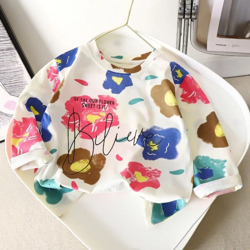 

Printed Letters 4 Years Girl Clothes T-shirts for Children 6 7 Girls Children's Long T-shirt Top Sleeve 9 10 12 Kids 2025 Tween