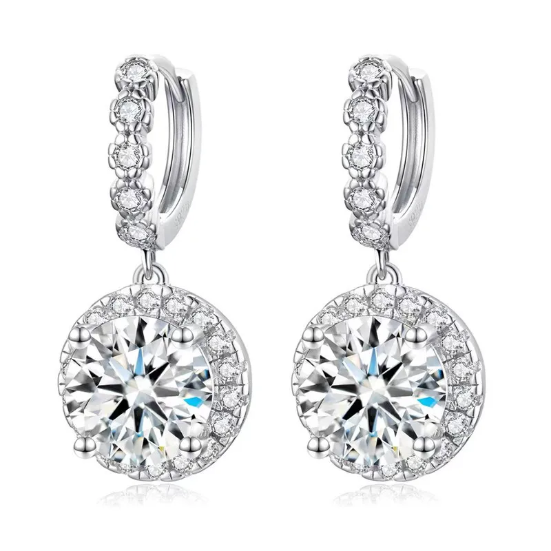 

6ct Moissanite Drop Earrings S925 Sterling Silver Classic Diamond Hoop Pass GRA Certificate Wholesale