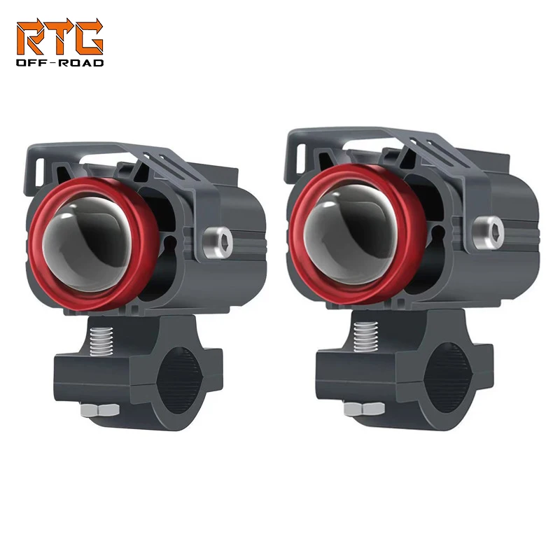 

RTG 1 пара 35 Вт мотоциклетные фары светодиодные вспомогательные фары дальнего света прожектор двухцветная мото лампа налобный фонарь