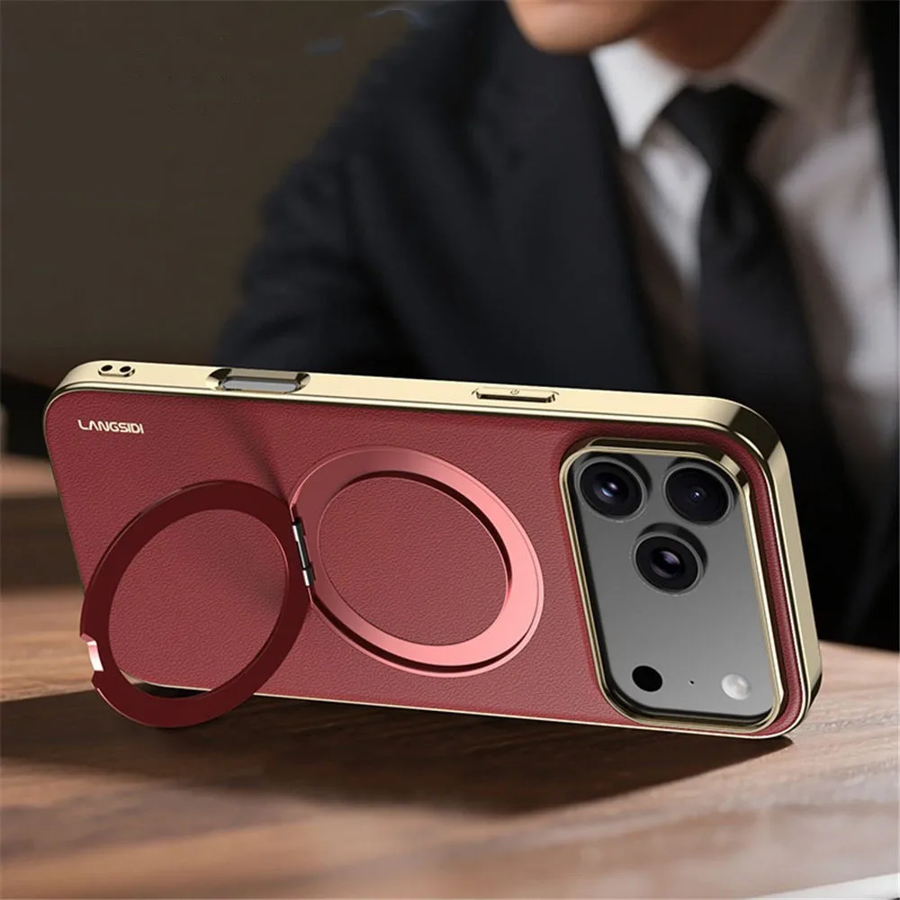 

Magnetic Nappa Cowhide Leather Case For iPhone 17 Pro Max 17 Matte Armor Cover