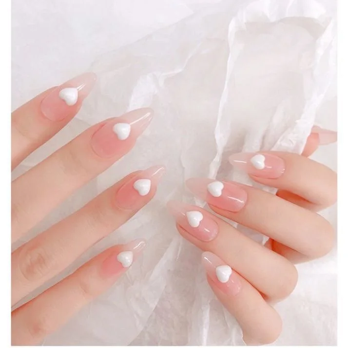 100 Stück Nail Art Mini Herz Charms 4x5mm Mix/Weiß Harz Niedliche Strasssteine Herzförmige Nagel 3D Aufkleber für Maniküre Nagelversorgung – Detail 8