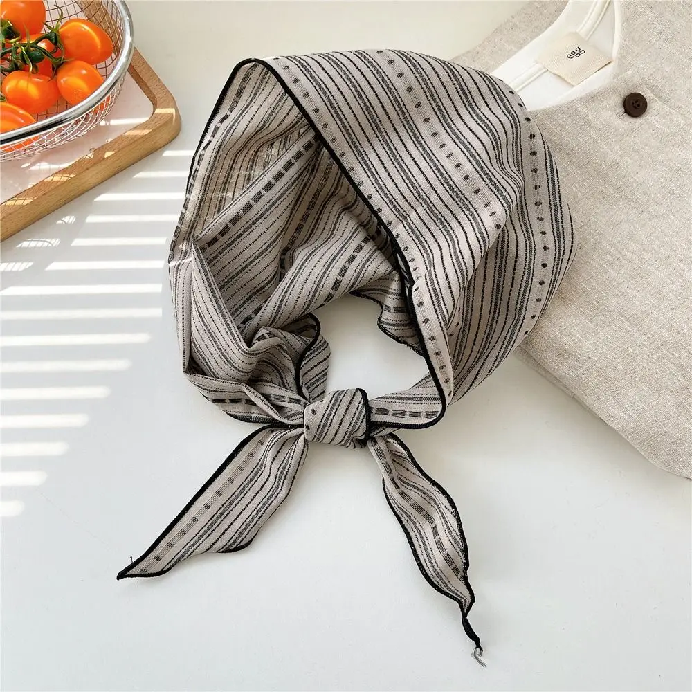 

Элегантные милые шарфы со снежным цветком, мягкие банданы в корейском стиле, шаль, повязка на голову, головной платок в полоску с принтом, хлопковый льняной платок, мужской платок