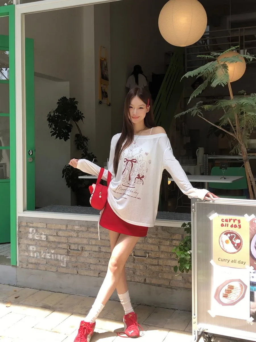 

Красная женская юбка А-силуэта, летняя коллекция 2026, новая облегающая модель малого размера, красивая короткая юбка для повседневной носки, из хлопковой ткани