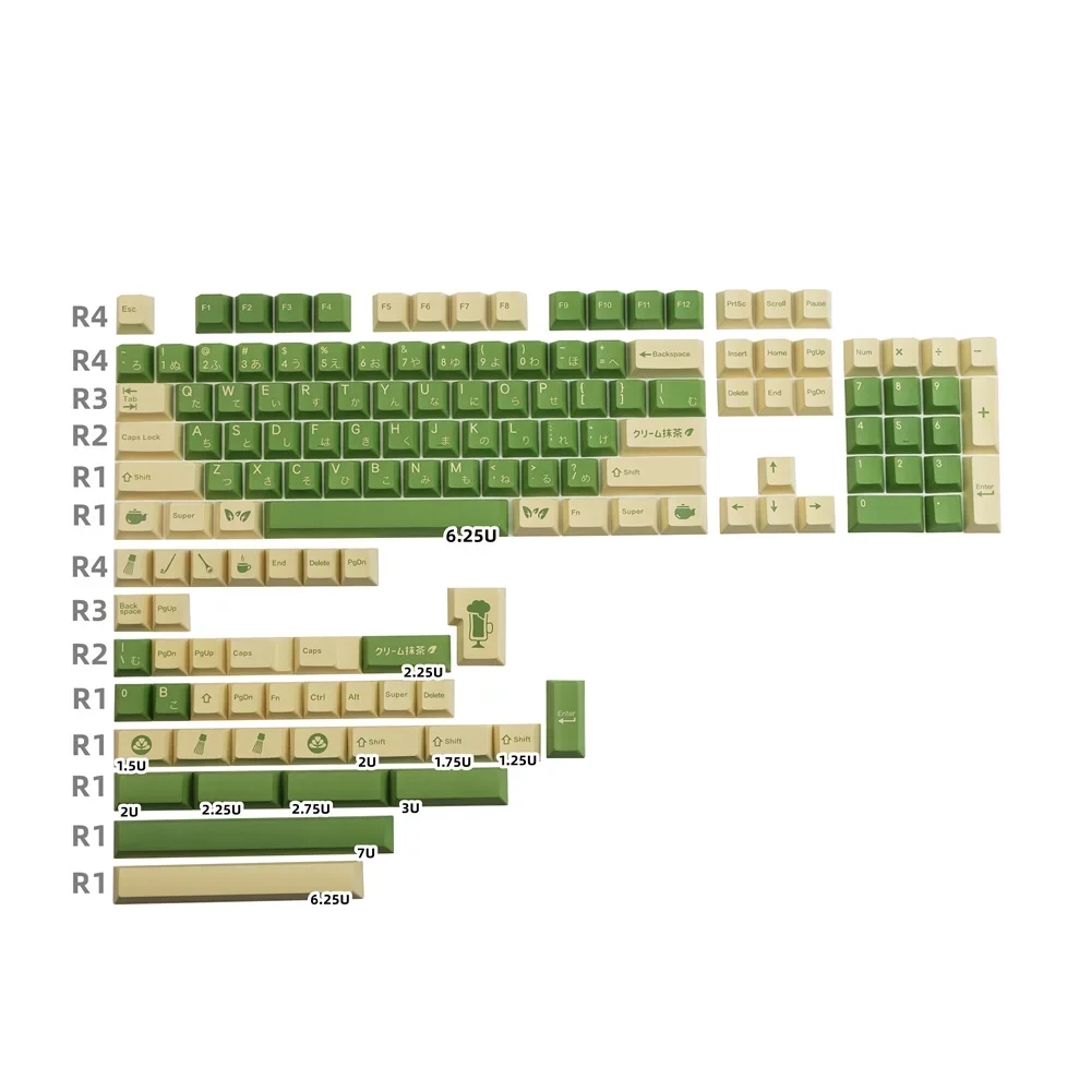 

GMK Matcha Keycap Japanese PBT Full Keycap Cherry Profile DYE Sublimation Personality Supplement Keys For Mechanical Keyboard