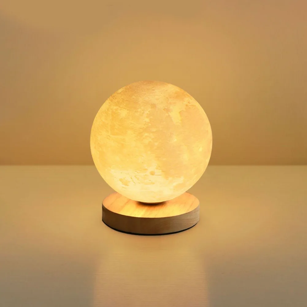 F2 3D Moon Lamp Bedside Table Lamp 3 Lighting Modes Dimmable USB Rechargeable Night Light With Base Living Room Bedroom Decor