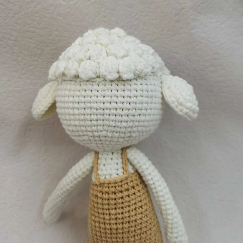 Handmade Crocheted Wool Dolls Long Ears Sheep Dolls Plush Toys Sleeping Dolls for Kids Baby Birthday Present