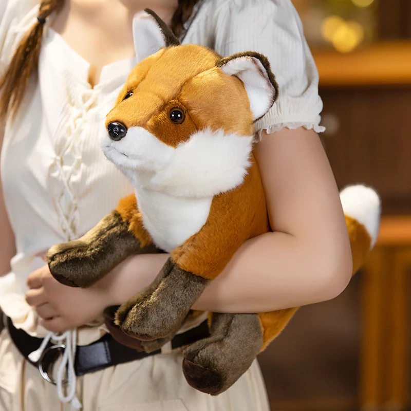 Cute Simulation Fox Plush Toy Kawaii Stuffed Wild Animals Lovely Lifelike Plushies Fox Soft Kids Toys Birthday Gifts Home Decor