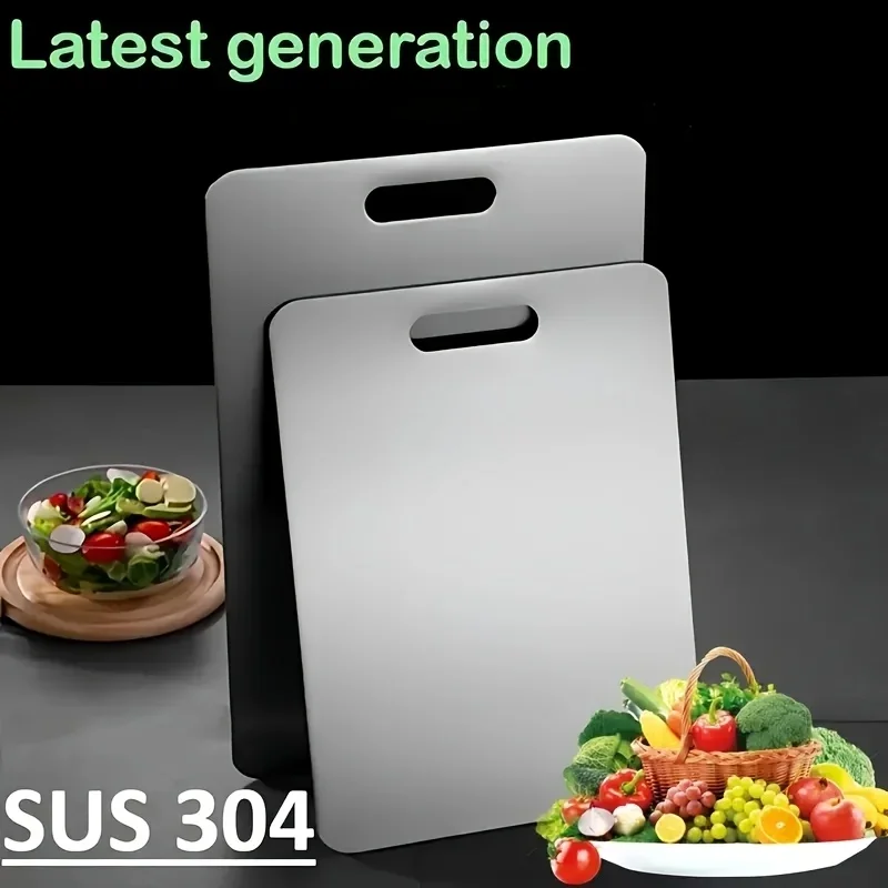 

Titanium Plated Stainless Steel Cutting Board Set - Double-Sided Kitchen Boards, Durable & Easy to Clean