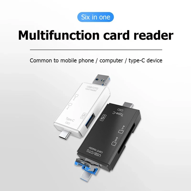 

1/2/4/6pcs 6 IN 1 USB/Micro USB/Type C To SD TF Card Adapter OTG Memory Card Reader USB 3.0 USB C Card Reader For Laptop PC