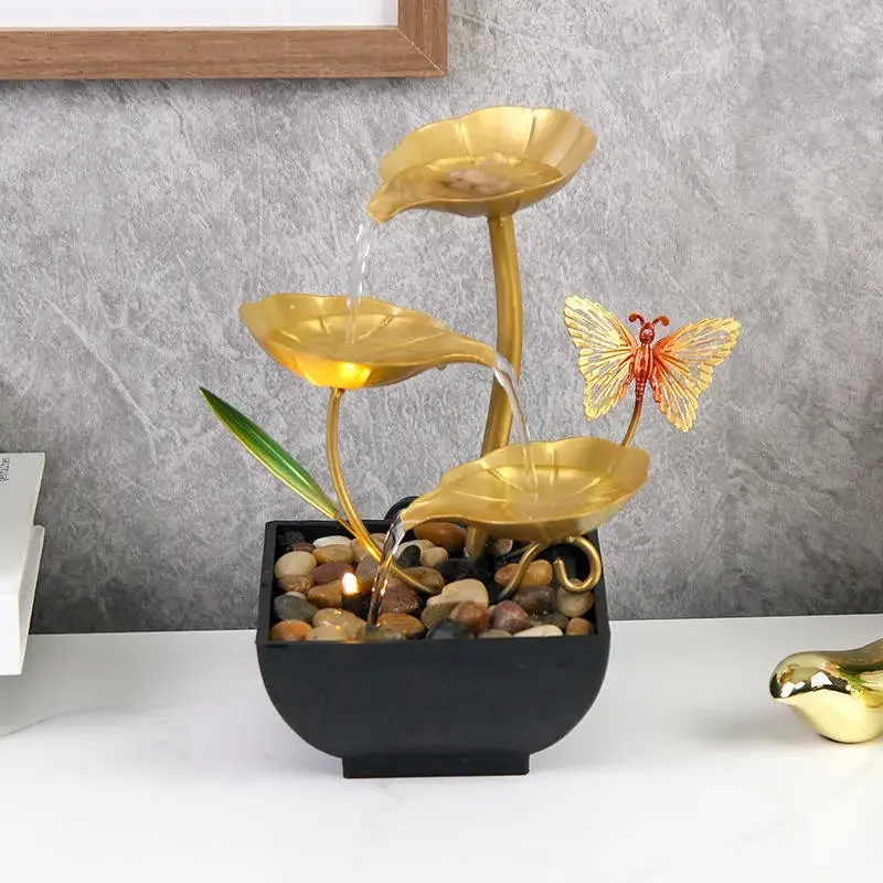 

# Home Decor Office Waterfall Decoration Iron Small Fountain Butterfly 3Tier Desktop Mini Feng Shui Indoor Tabletop Water Foun