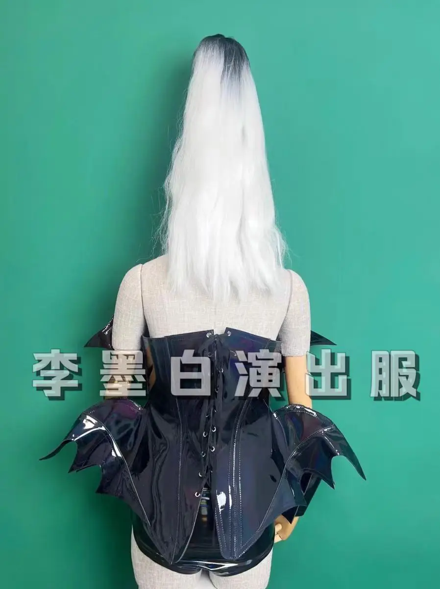 Kostium na Halloween, seksowna, lakierowana zbroja, strój interaktywny na występy, do baru, klubu nocnego, dla wokalistki, na scenę taneczną.