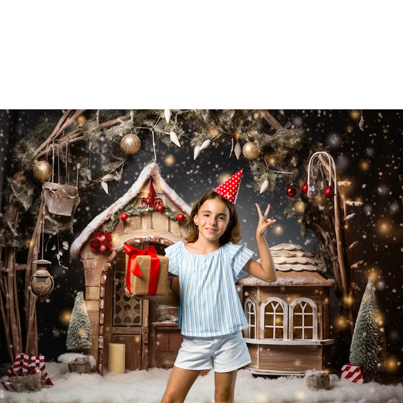 Bonvvie Christmas Background Window Snowman Gift Baby Portrait Photocall Family Party Decor Photography Backdrop Photo Studio