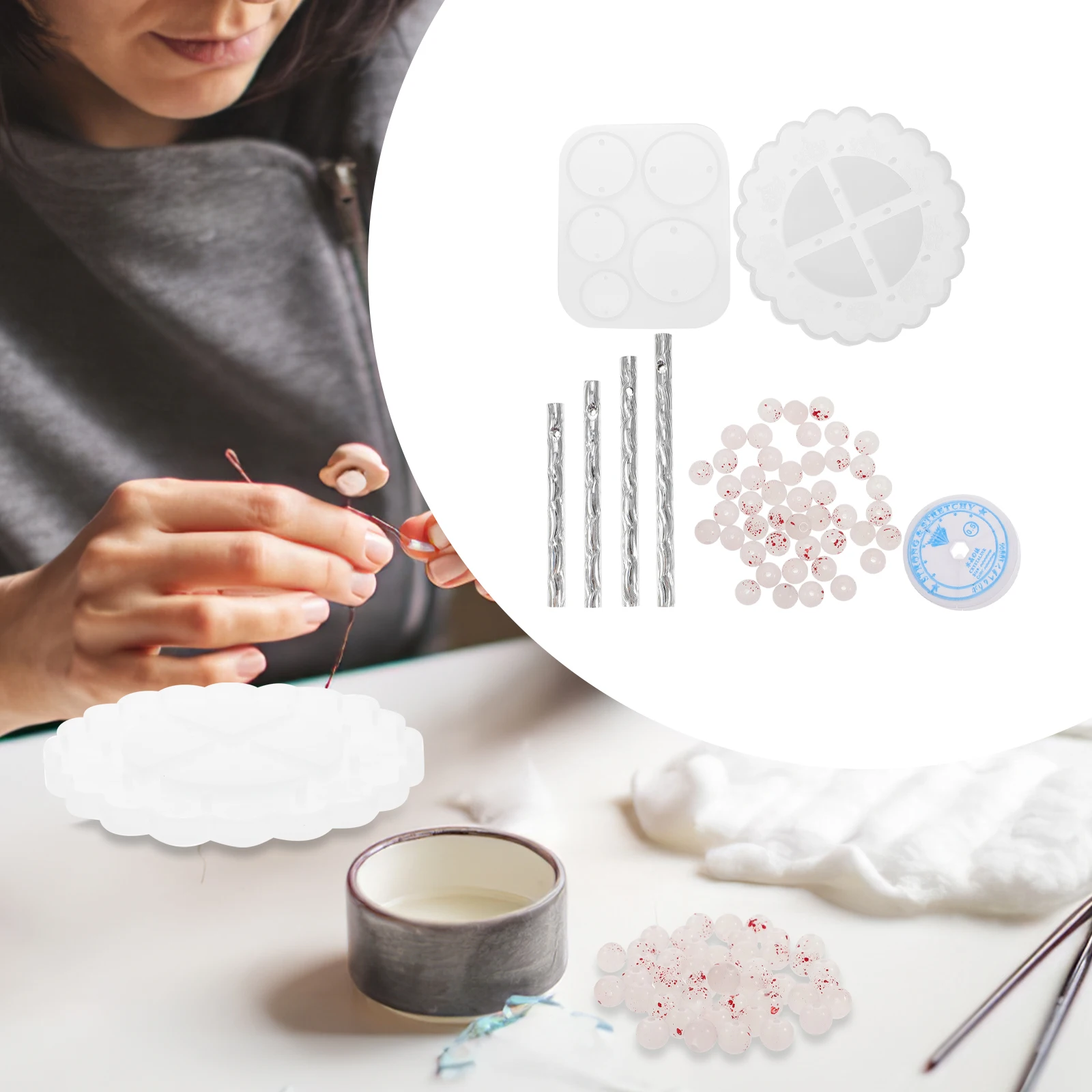 

Silicone Wind Chime Molds Casting Kit DIY Dragonfly Mold Crystal Epoxy Resin Crafts Hanging nament Set Pendant Locket Jewelry