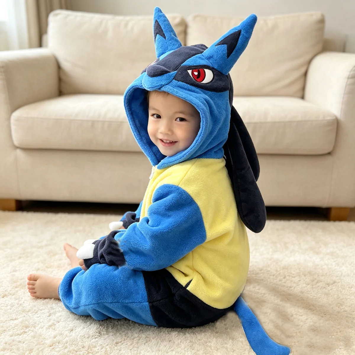 Lucario Kigurumi Kids Onesies Child One-Piece Pajamas Cartoon Cosplay Costume For Christmas Halloween Sleepwear Anime Homewear