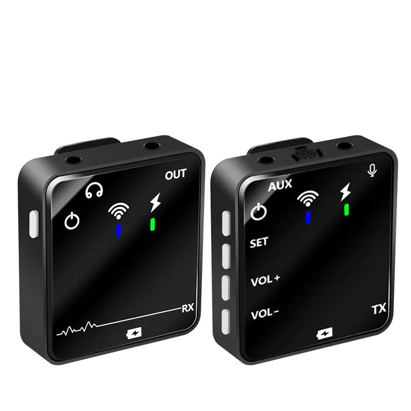 Interview with Mini One to Two UHF Live Launch Small Square Camera Mobile Phone Lavalier Wireless Microphone