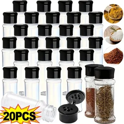 Portable Spice Jar with Shaker Lid Clear Plastic Seasoning Bottle Set BBQ Camping Salt Pepper Shaker Kitchen Gadget Food Trucks