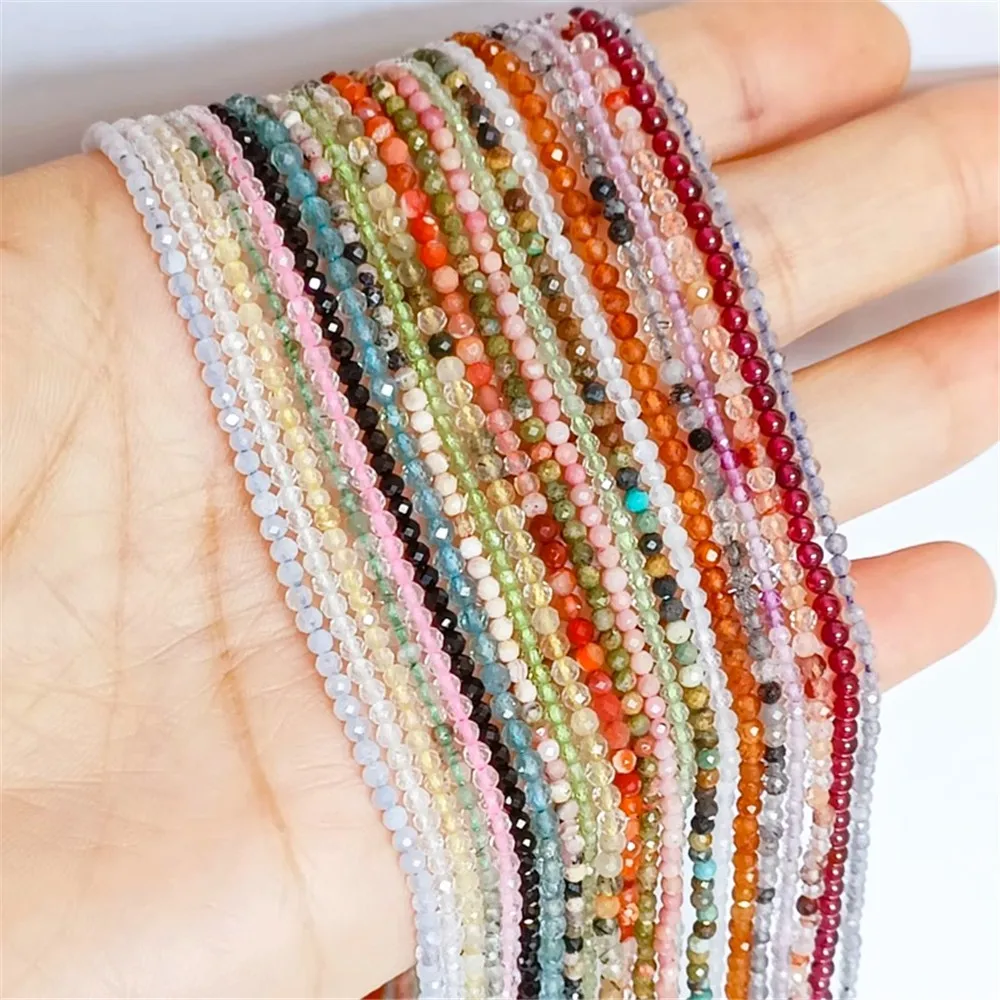 Natural Garnet 2mm Cut Surface Jade Beads Rose Quartz South Red and Purple Agate Handcrafted Diy String Weaving Crystal Material