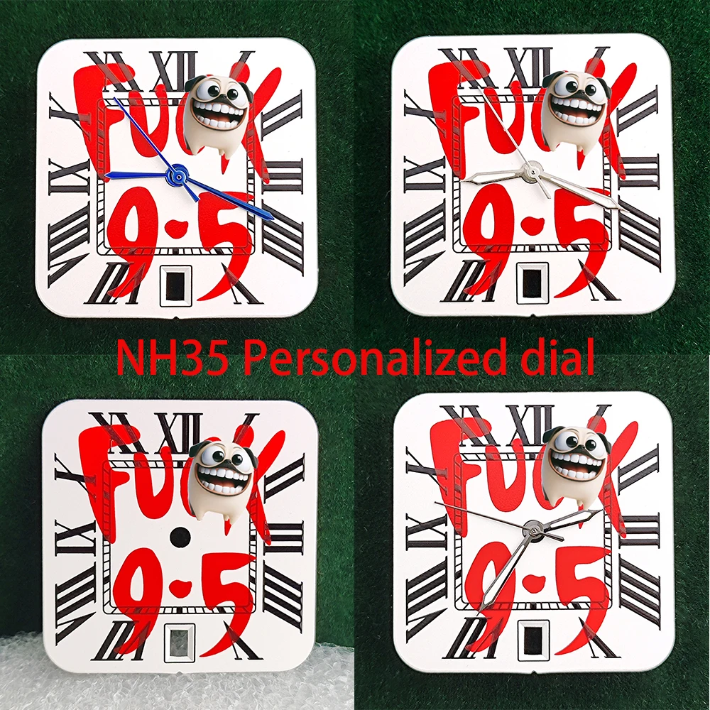 

Персонализированный циферблат 9,5 дюйма (26,8 мм) квадратной формы с окошком для календаря, подходит для механизма NH35, аксессуары для часов Santos