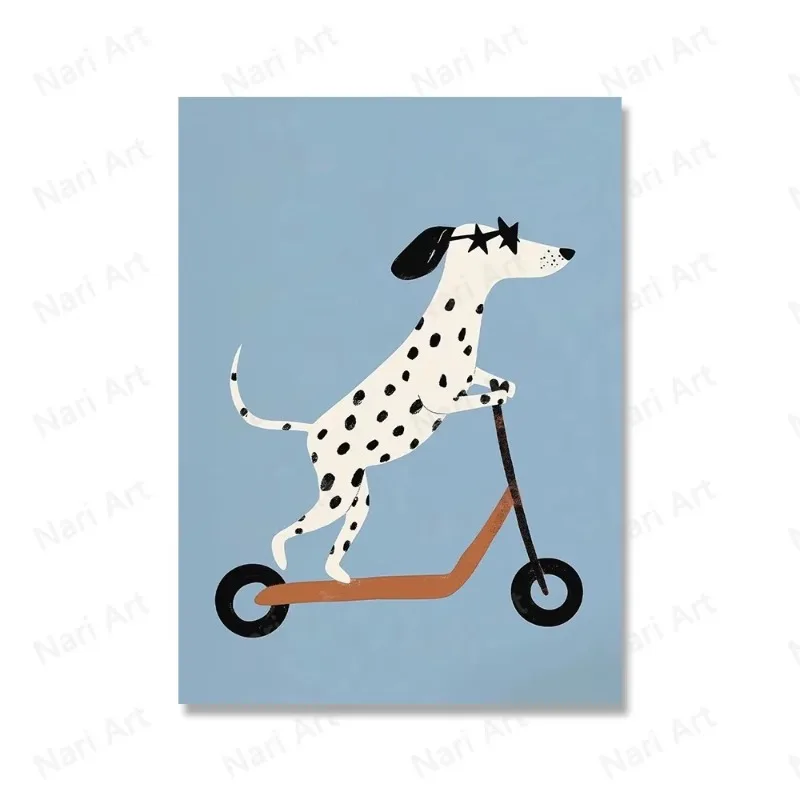 Funny Animals Rabbit Dog Cat Skateboard Posters Prints Wall Art Canvas Neutral Nursery Picture for Baby Kids Room Decor Unfra