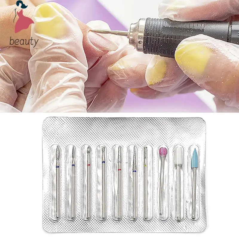 10pcs Diamond Nail Drill Bit Rotary Electric Milling Cutters For Pedicure Manicure Files Cuticle Burr Nail Tools Accessories