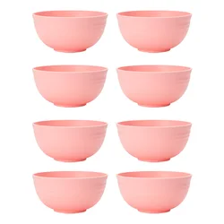 4/6/8pcs Pink food bowl Reusable plastic cutlery for dessert snacks Portable camping food bowls for going out
