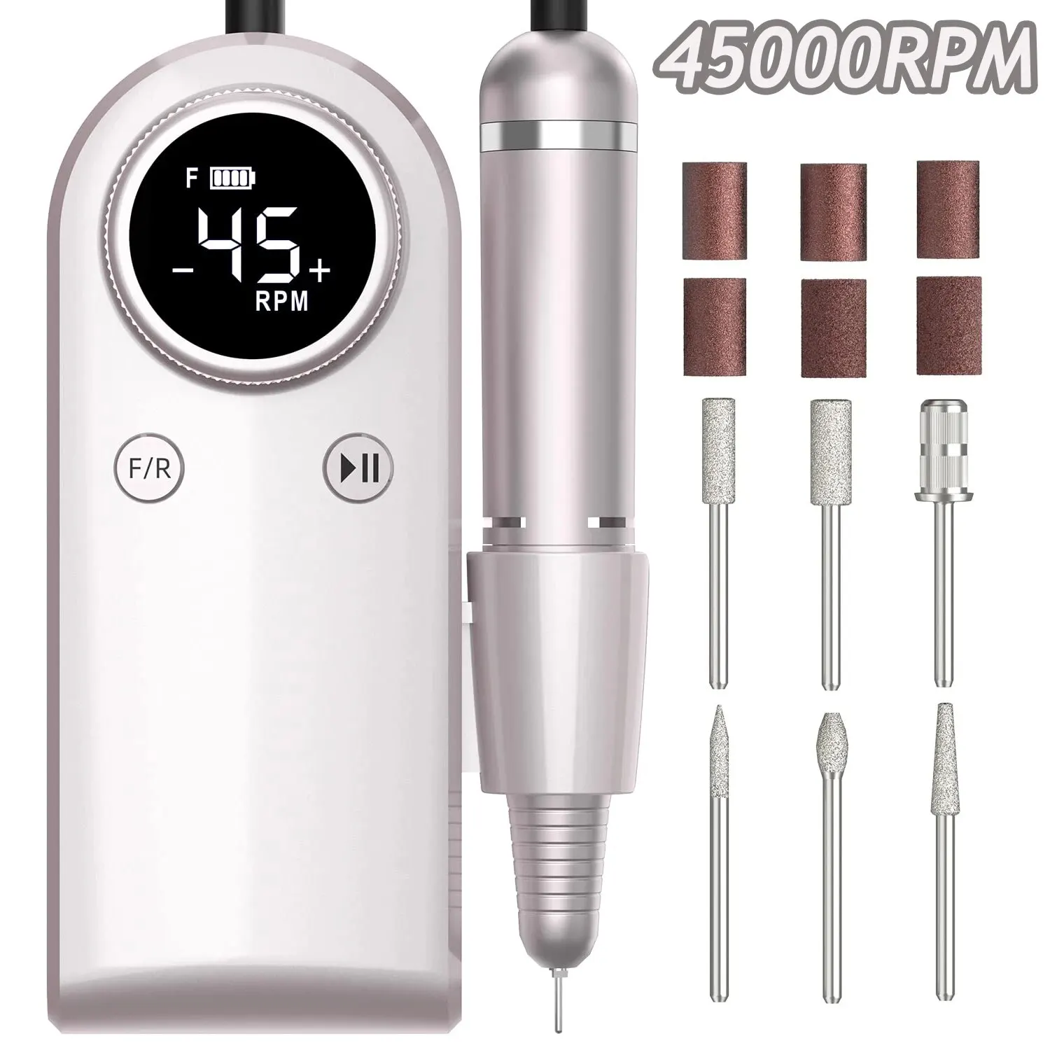 45000RPM recarregável Nail Drill Manicure máquina profissional prego broca com display LCD portátil sem fio Drill Set Nail Art