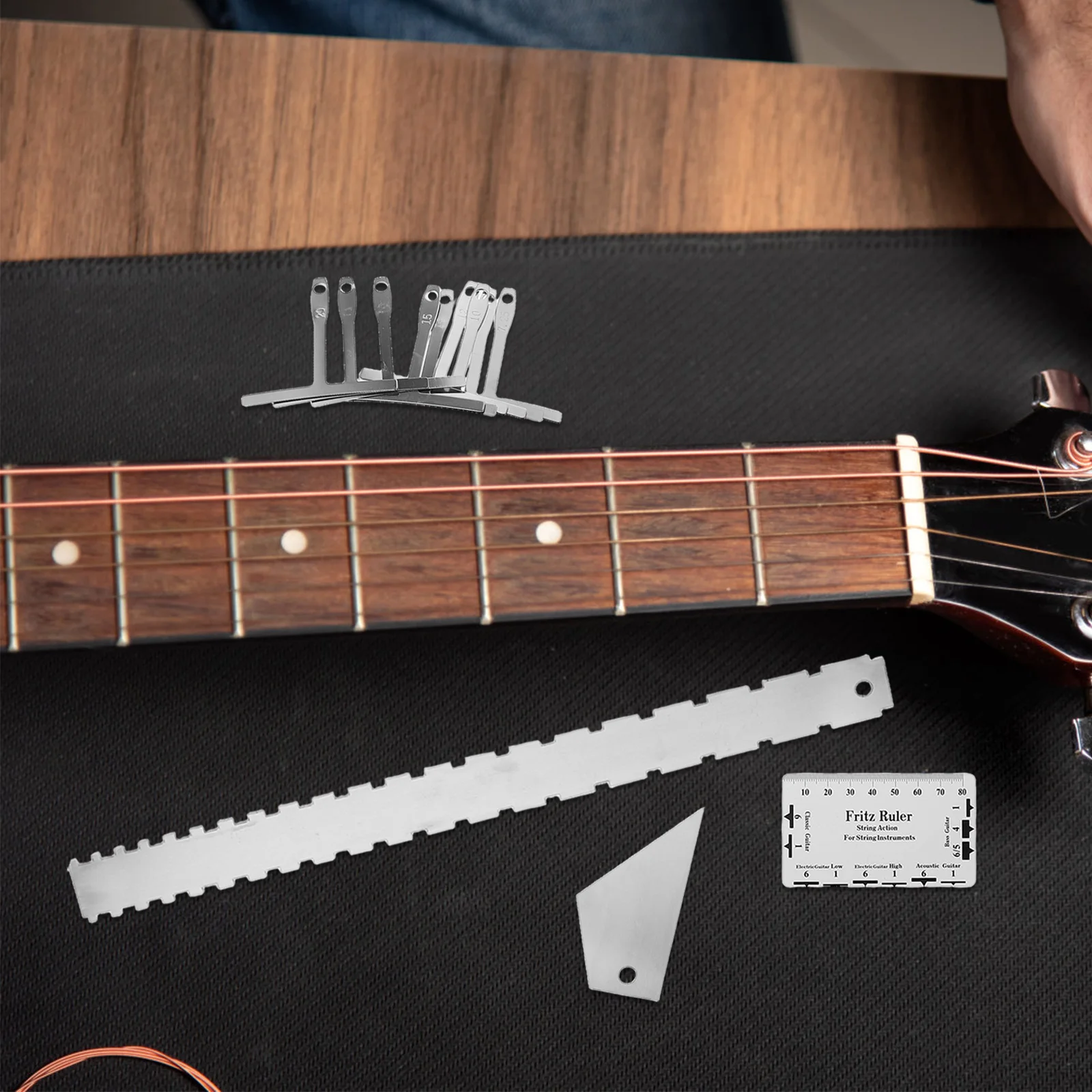 

1 Set Guitar String Height Measuring Tool Precision Action Gauge Ruler For Electric Acoustic Guitar Setup Fret Rocker Notched