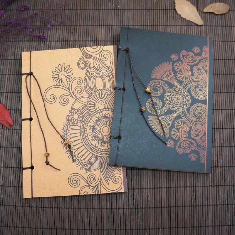 32K Handmade Classic Notebook with Traditional Chinese Painting Series Vintage Thread Binding Stationery