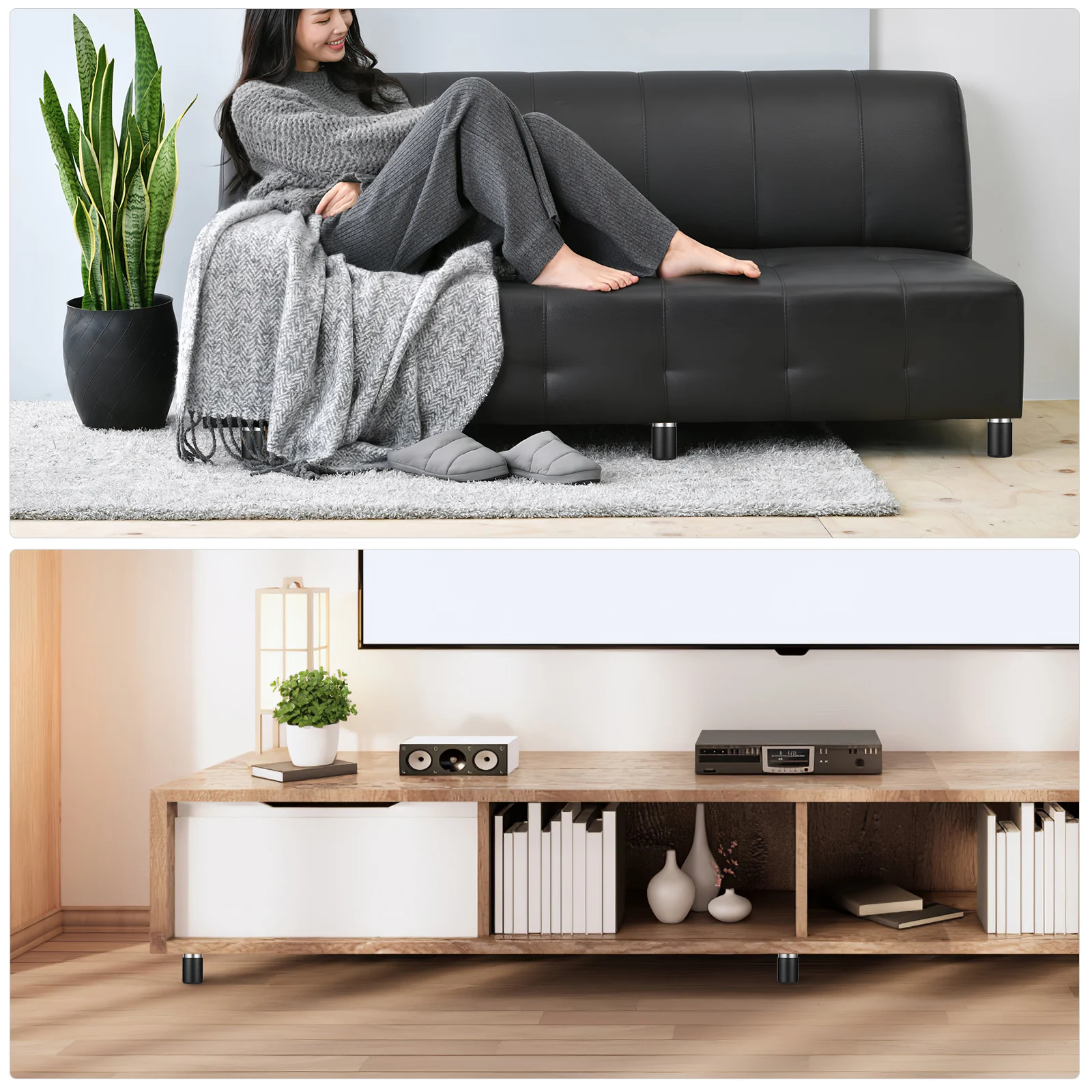 

8Pcs Adjustable Furniture Legs Heavy Duty Aluminum Alloy Cabinet Feet Sofa Bed Riser for Furniture Leveling