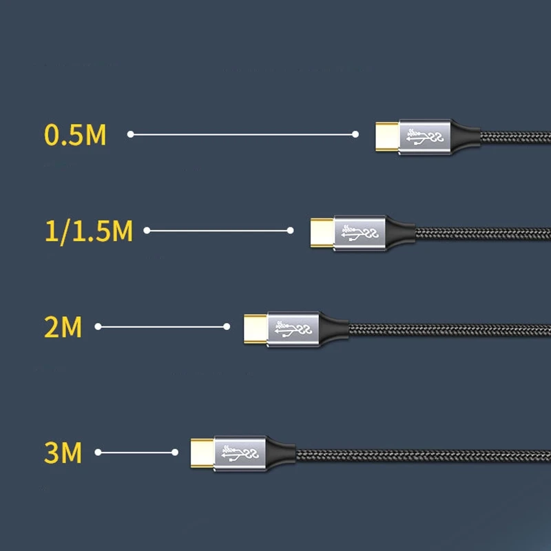 Type-C 3.1 Gen 2 Male to Female Extension Cable 5A 100W USB C Extender Data Line 25/50/100/150/200/300cm