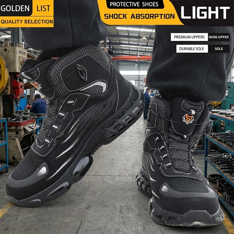 High-Top-Sicherheitsschuhe mit Mesh-Obermaterial, TPU-Sohle, Drehverschluss, Stahlkappe, durchtrittsicher und stoßfest, Unisex für schwere Arbeiten – Detail 10