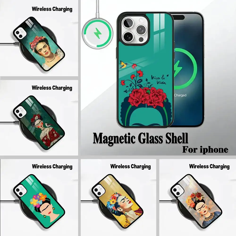 

A-Artist F-Frida K-Kahlos For IPhone17 16 15 14 13 12 11 Plus Pro Max Plus Wireless Charger Phone Case