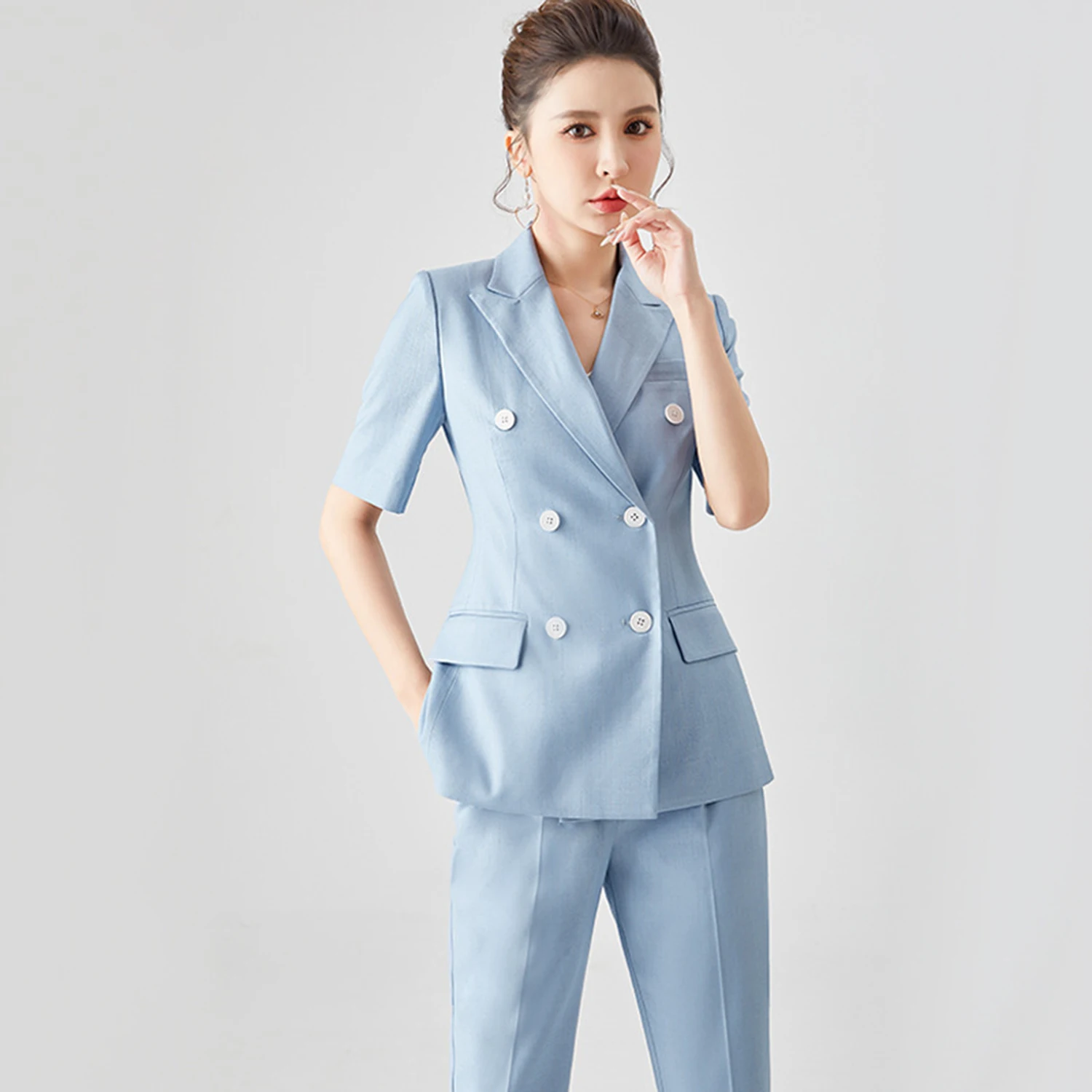 Allingentle Women's Suit Slim Fit Business Pantsuit 2 Piece Suit Blazer Outfit for Casual Office Customize