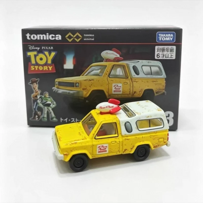 Nuevo Tomy Tomica Premium Unlimited 13 Pizza Planet, Camión de Reparto, Modelo de Coche de Aleación Fundida a Presión, Vehículo Creativo para Aficionados, Modelo Coleccionable