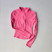 Outdoor Sports Long Sleeved Women Slim Yoga Clothes Quick Dry Zipper Cardigan Stand Up Collar Jacket Running Fitness Jacket Top 4