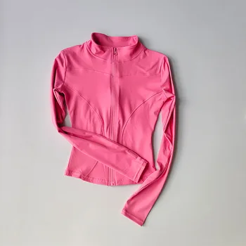 Outdoor Sports Long Sleeved Women Slim Yoga Clothes Quick Dry Zipper Cardigan Stand Up Collar Jacket Running Fitness Jacket Top 4