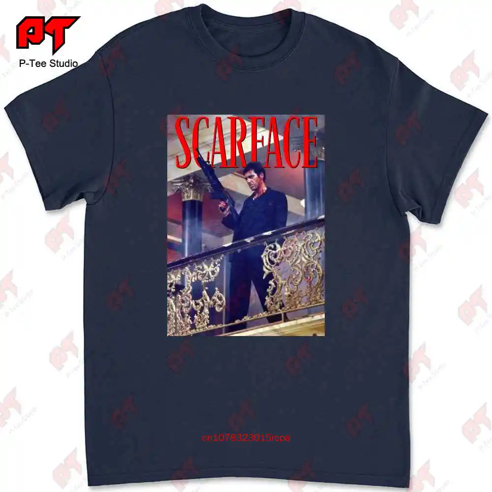 Scarface Tony Montana Balcony Railing Shot Big Gun Pacino Gangster T-shirt 9RLG