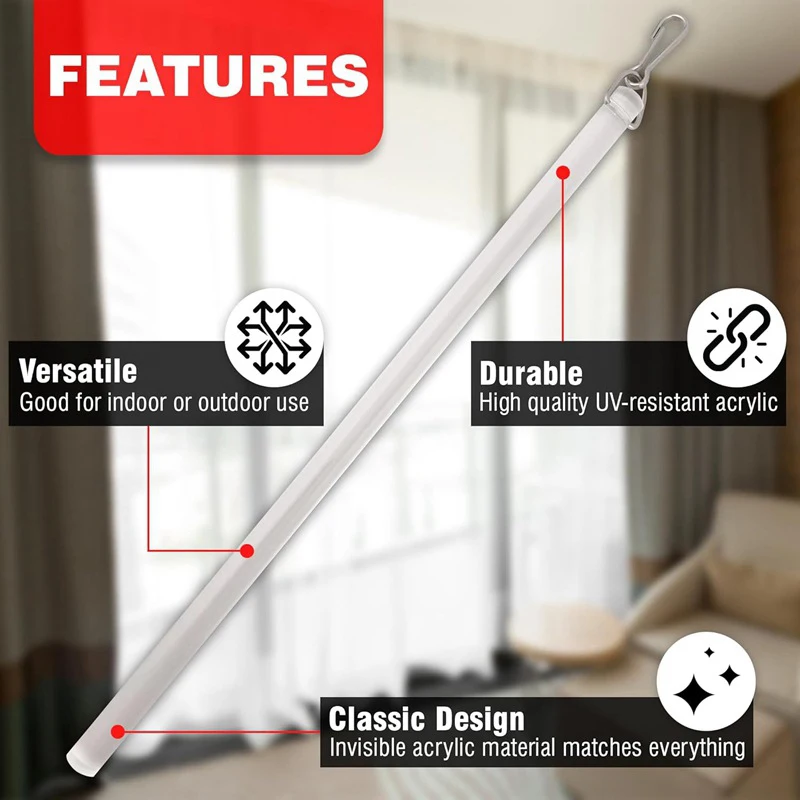 

Hands-Free 17Inch Clear Drapery Wand (2-Pack), Effortlessly Open/Close High or Heavy Curtains, Prevents Damage