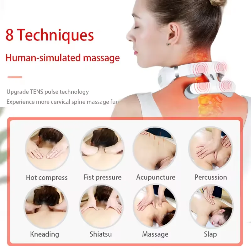 Phenitech 2025 U-Shape Electric Smart Massager EMS Cervical Neck & Shoulder Kneading with Heating Compression New Arrival