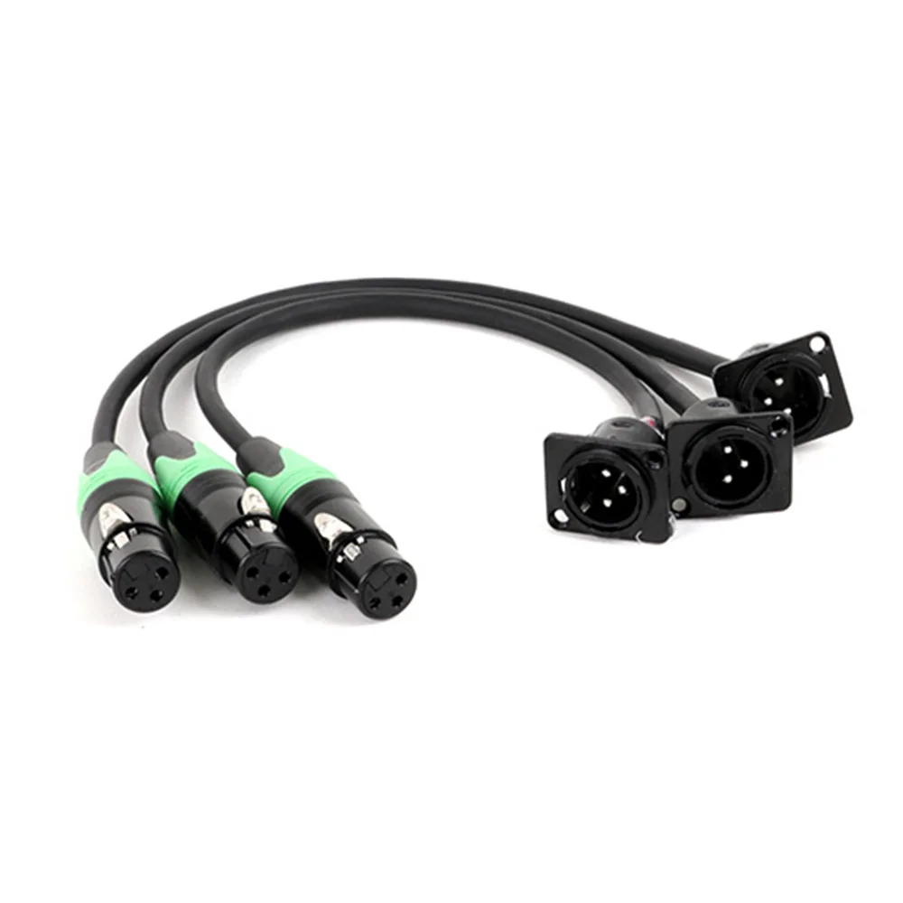 XLR Fixed Mount Cable Adaptor 3Pin XLR Female Plug to 3Pin Male Panel Mount Mic Socket Cable Connector, for Stage Lighting Mixer