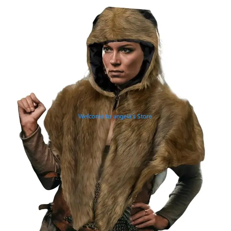 

X4YC Роскошная накидка-шарф унисекс с капюшоном из полиэстера для холодной погоды