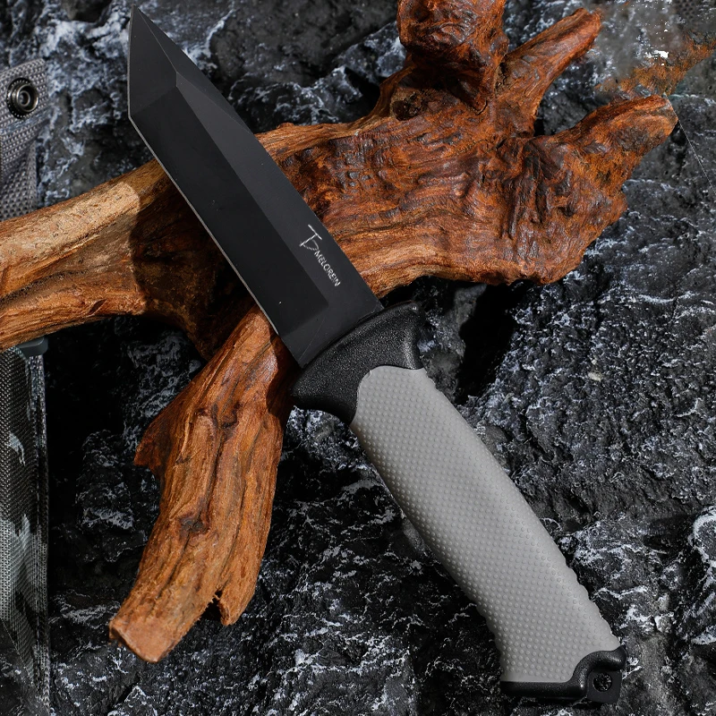 Outdoor Camping Mountaineering Knife, High Hardness Wilderness Knife, Multifunctional Small Straight Knife, Outdoor Barbecue Knife