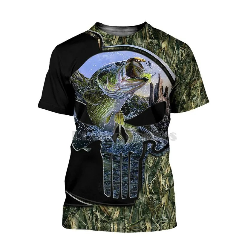 

Summer New Fishing Pattern Men's T-shirt Casual 3D Printing Tee Hip Hop Distinctive Round Neck Short Sleeve Quick Dry Top