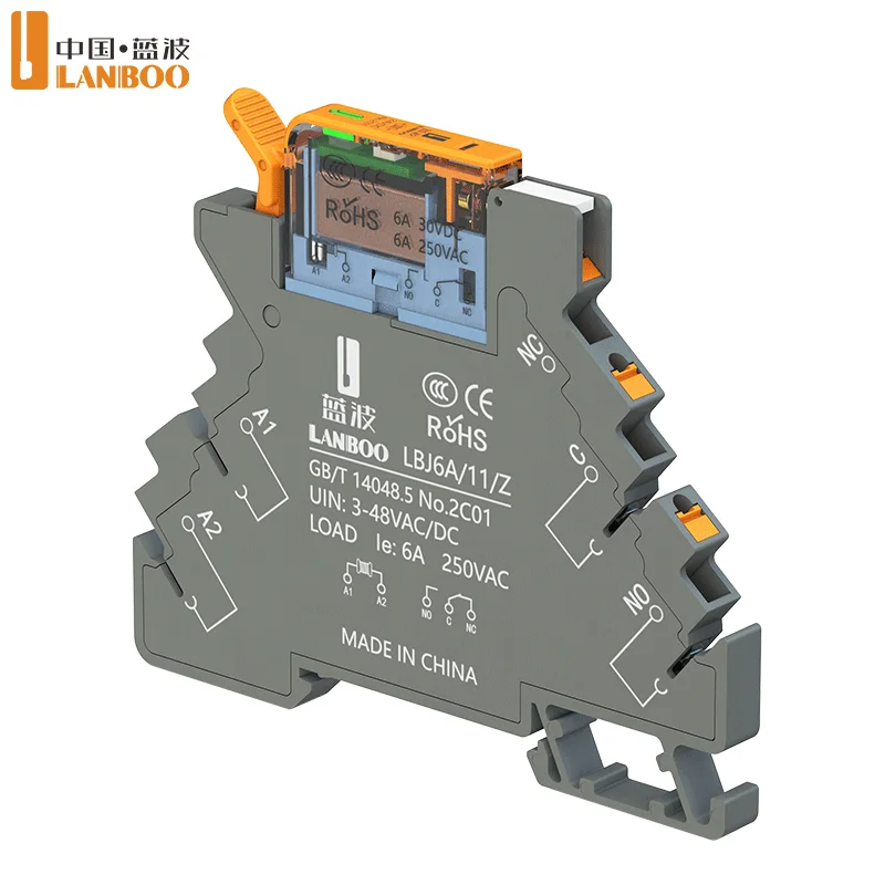 LANBOO 6mm Ultra thin design type Relay with Led 6A DC12 24V Microrelay Intermediat Other voltages can be customized e relay