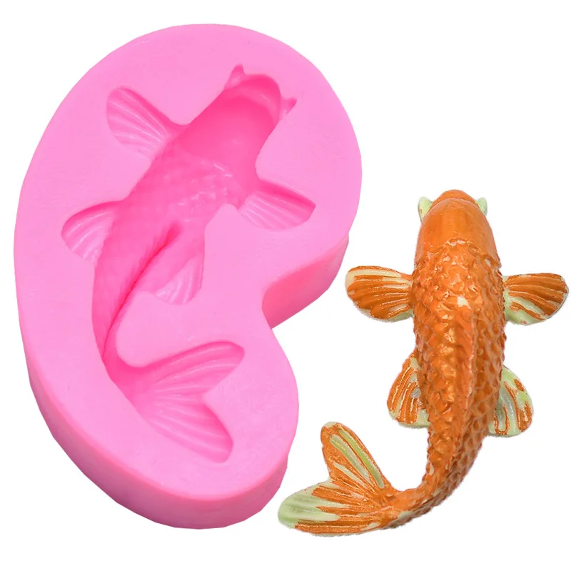 DIY Goldfish Fondant Silicone Mold - 3D Realistic Shaped Carp Fish Sugar Craft Silicone Mold For Boys Girls Birthday Baby Show