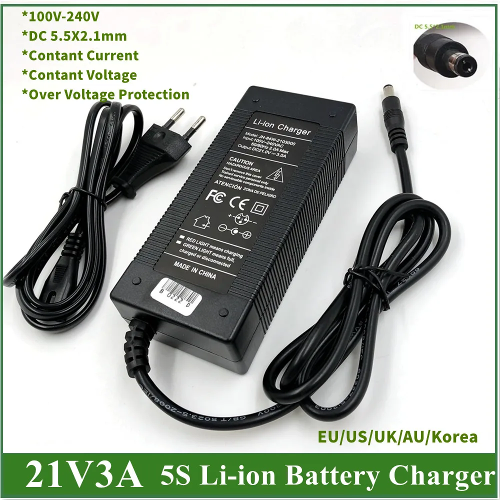 21V3A  intelligence Charger for 5Series 18650 Polymer Battery 18V Lthium Battery 21V3A Charger