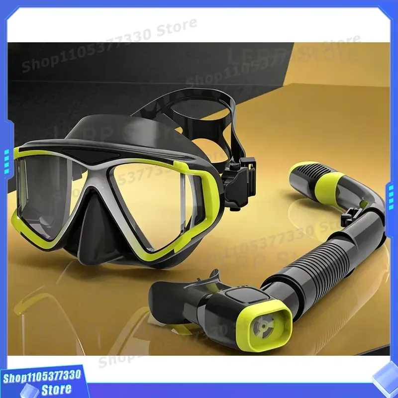 Wide Angle Anti Fog Diving Mask Dry Snorkel Set Professional Scuba Gear Open Water Deep Sea Swimming Equipment for Adults